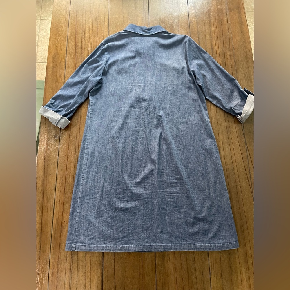 Anne Klein Denim 3/4 Sleeves Zip-Up Dress - Picture 3 of 10